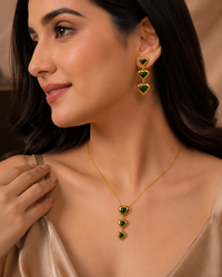 Anti Tarnish Triple Heart Pendant & Earrings Combo Set