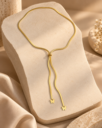 Butterfly Tassel Lariat Necklace for Women | Adjustable Gold-Tone Y Necklace | Anti-Tarnish Jewellery