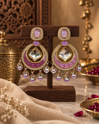 Statement Ethnic Earrings for Women, Traditional Indian Jewellery with Black Blue & Purple Stone Details, Long Drop Designer Earrings for Wedding & Festive Wear