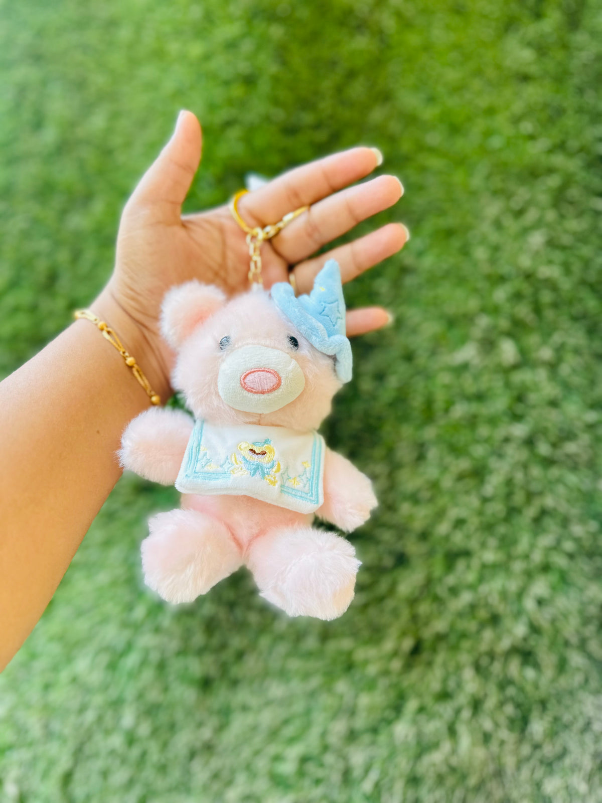 Cute Teddy Bear Plush Keychain | Soft Fluffy Bear Bag Charm with Bow & Loop | 2 Colours