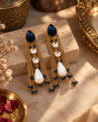Festive Indian Earrings for Women, Lightweight Ethnic Earrings with Pearl Drops, Unique Traditional Jewellery for Karwa Chauth, Diwali, Wedding & Functions