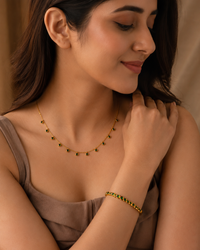 Anti Tarnish Green Stone Necklace & Bracelet Combo for Women