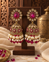Jhumka Earrings for Women, Festive Indian Heavy-Look Lightweight Trending Jhumkas, Unique Traditional Earrings for Karwa Chauth, Diwali, Weddings & Functions