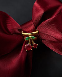 Adjustable Cherry Charm Anti Tarnish Ring | Cute Gold Ring for Women