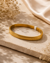 Premium Anti Tarnish Textured Gold Bangle Bracelet for Women | Stainless Steel Bracelet | Waterproof Hypoallergenic Tarnish-Free Everyday Jewelry