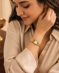 Anti Tarnish Gold Women’s Watch with White Dial | Premium Watch