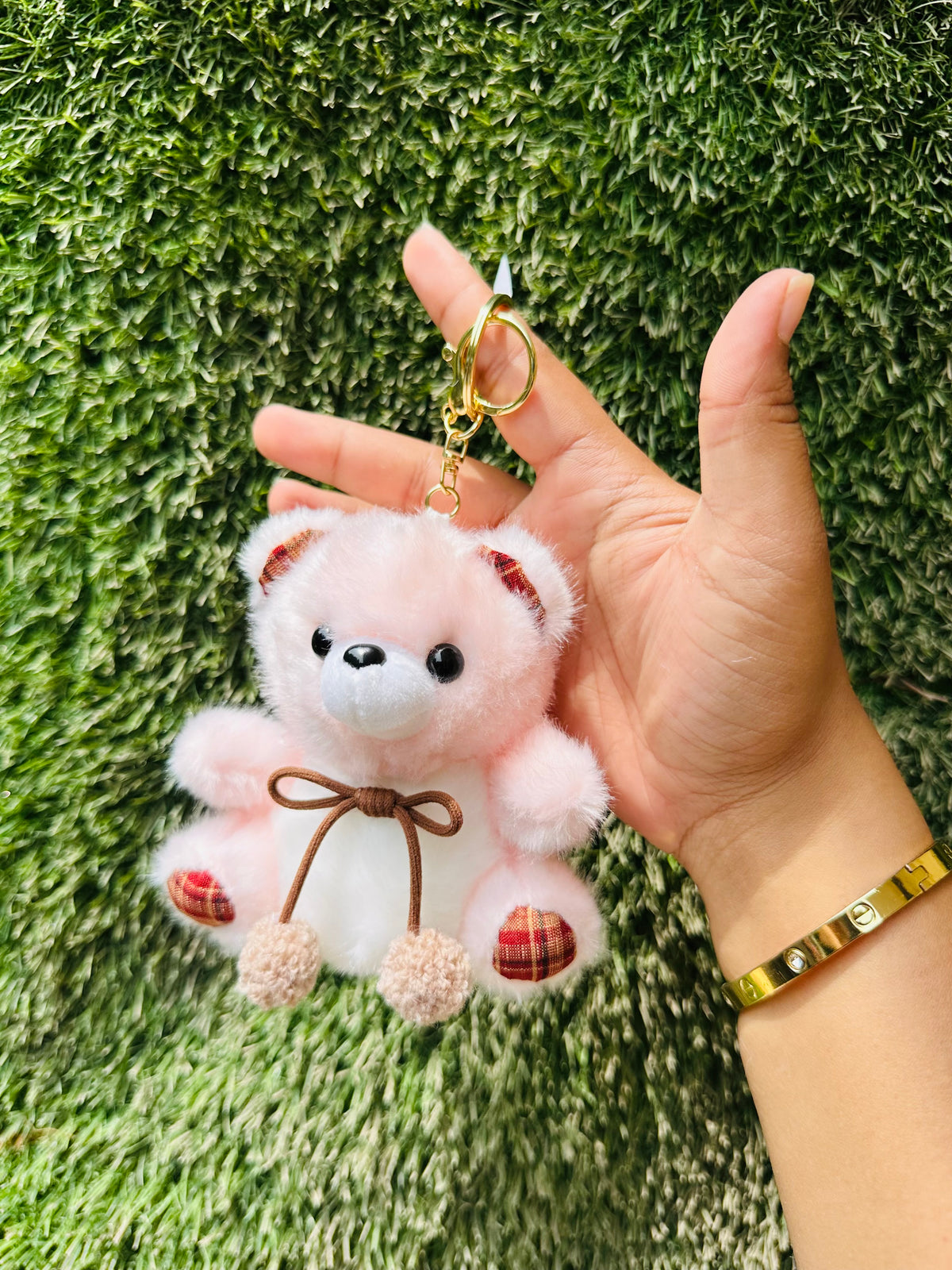Cute Pink Teddy Bear Plush Keychain | Soft Bear Bag Charm & Backpack Accessory | Adorable Teddy Keyring for Girls & Kids