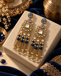 Festive Indian Earrings for Women, Lightweight Heavy-Look Statement Earrings, Unique Ethnic Jewellery, 2 Colour Variants for Karwa Chauth, Diwali, Weddings & Functions