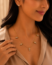Anti Tarnish Crystal Necklace Set for Women | Gold Plated Jewellery