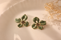 Sage Bloom Anti-Tarnish Enamel Earrings | Floral Statement Stud Earrings | Elegant Flower Earrings for Women