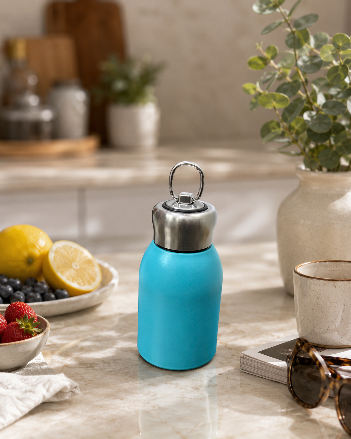 300ml Stainless Steel Leakproof Water Bottle with Ring Handle