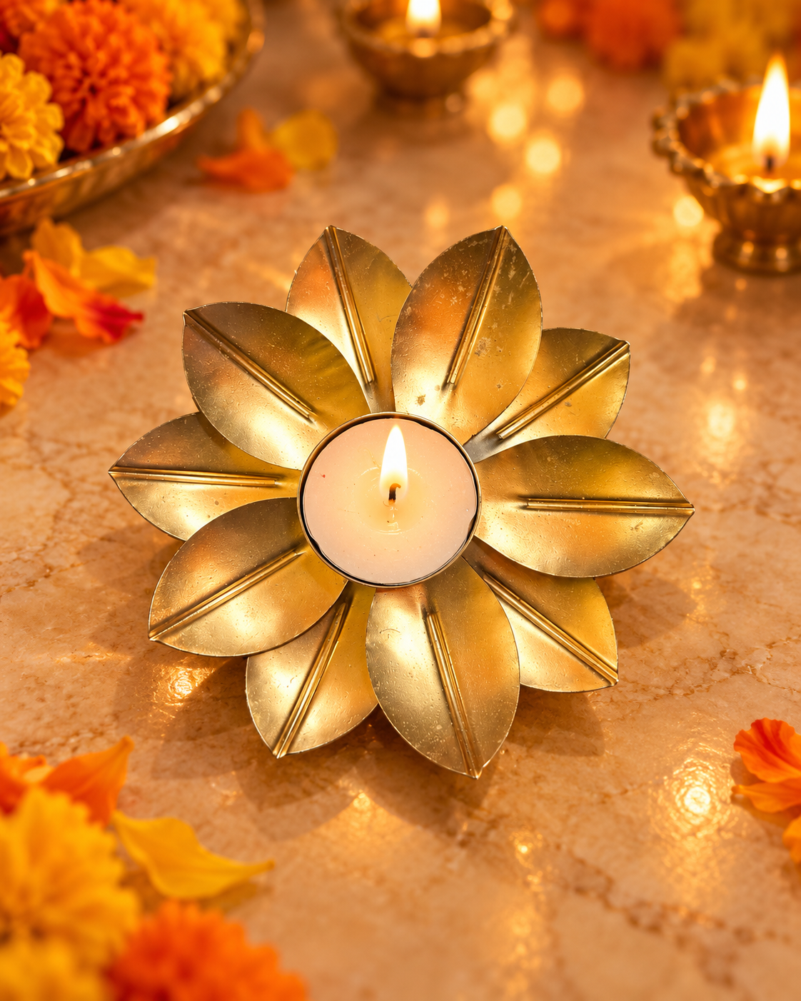 Diwali Gift Hamper with Festive Decor and Decorative Candles