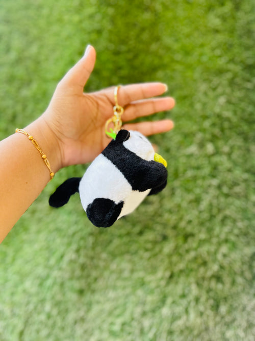 Rotating Panda Plush Keychain with Bamboo | Cute Soft Toy Bag Charm & Keyring | Fun Panda Keychain
