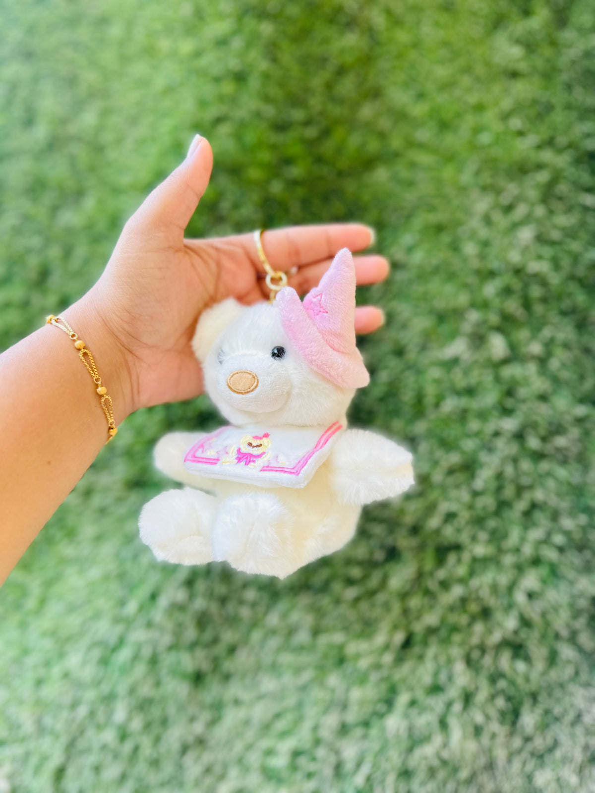 Cute Teddy Bear Plush Keychain | Soft Fluffy Bear Bag Charm with Bow & Loop | 2 Colours