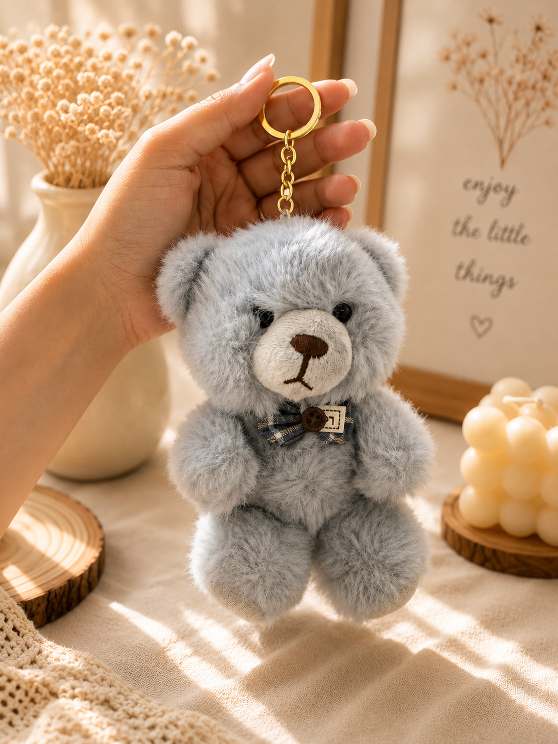 Cute Teddy Bear Plush Keychain | Soft Bag Charm & Keyring Gift