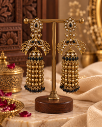 Premium Festive Indian Earrings for Women, Heavy-Look Lightweight Statement Earrings with Beads & Pearl Detailing for Karwa Chauth, Diwali, Weddings & Functions