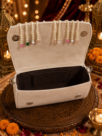 Pearl Embellished Velvet Handbag | Bridal & Party Sling Purse