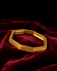 Anti Tarnish Gold Bracelet for Women | Stylish Geometric Hexagon Cuff Bracelet | Minimalist Bold Statement Jewellery | Everyday & Party Wear