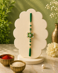 Premium Floral AD Rakhi | Designer American Diamond Rakhi | Luxury Raksha Bandhan Rakhi with Roli Chawal