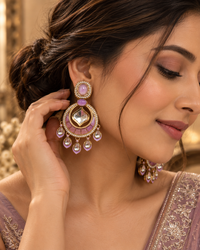 Statement Ethnic Earrings for Women, Traditional Indian Jewellery with Black Blue & Purple Stone Details, Long Drop Designer Earrings for Wedding & Festive Wear