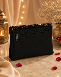 Black Handcrafted Embellished Clutch Bag | Party & Wedding Clutch