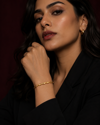 Anti Tarnish Gold Bangle Bracelet for Women | Stylish Wavy Design with Crystal Accents | Elegant Gold-Tone Kada | Size 2.6 | Everyday, Office & Party Wear