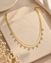 Anti-Tarnish Fly Charm Layered Necklace for Women | Gold-Tone Double Layer Statement Jewellery