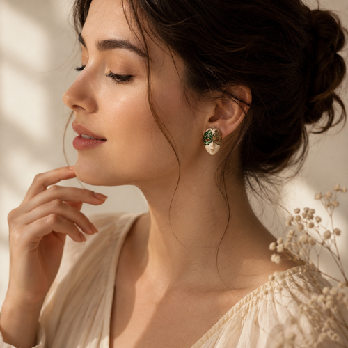 Venetian Mask Anti-Tarnish Enamel Earrings | Pinterest Inspired Statement Stud Earrings | Artistic Designer Earrings for Women