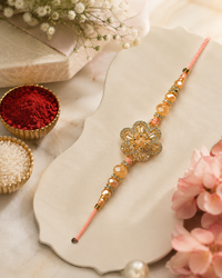 Premium Floral AD Rakhi | Designer American Diamond Rakhi | Rakhi with Roli & Chawal
