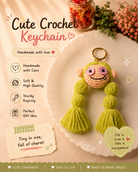 Handmade Crochet Girl Keychain | Cute Doll Bag Charm | Knitted Kawaii Keyring
