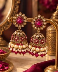 Jhumka Earrings for Women, Festive Indian Heavy-Look Lightweight Trending Jhumkas, Unique Traditional Earrings for Karwa Chauth, Diwali, Weddings & Functions
