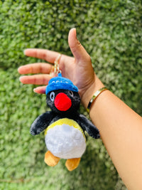 Sound-Making Penguin Plush Keychain with Blue Cap, Cute Soft Bag Charm & Backpack Charm for Kids, Girls, Boys and Gifting
