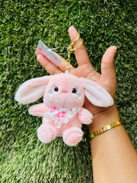 Cute Pink Bunny Plush Keychain for Girls & Kids | Soft Rabbit Bag Charm & Backpack Accessory | Adorable Rabbit Keyring