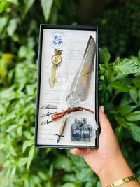 Harry Potter Premium Feather Quill Pen Set with Ink Bottle, 3 Nibs & Hogwarts Bookmark