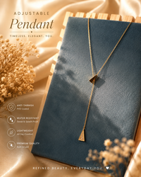 Premium Anti Tarnish Adjustable Geometric Lariat Pendant Necklace for Women | Gold Stainless Steel | Waterproof & Hypoallergenic