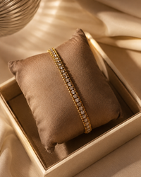 Anti Tarnish Crystal Tennis Bracelet for Women | Gold Finish