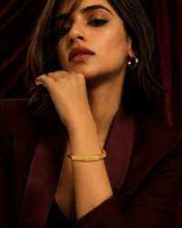 Anti Tarnish Gold Bracelet for Women | Stylish Geometric Hexagon Cuff Bracelet | Minimalist Bold Statement Jewellery | Everyday & Party Wear