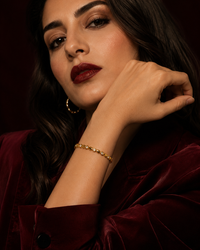 Anti Tarnish Gold Bracelet for Women | Elegant Crystal Beaded Bracelet | Stylish Gold-Tone Link Bracelet | Minimalist Everyday & Party Wear Jewellery