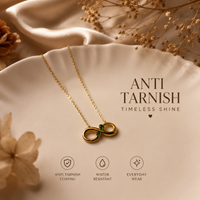 Anti Tarnish Infinity Pendant Necklace | Emerald Accent Infinity Necklace for Women