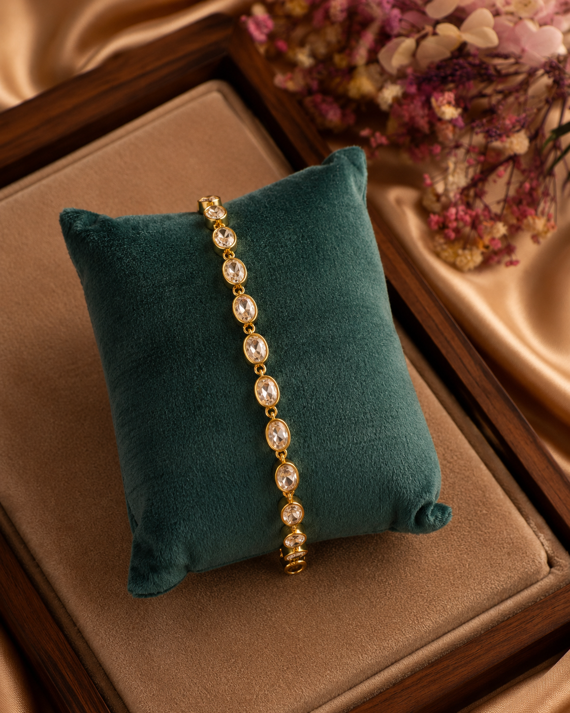 Anti Tarnish Crystal Tennis Bracelet for Women | Gold Plated