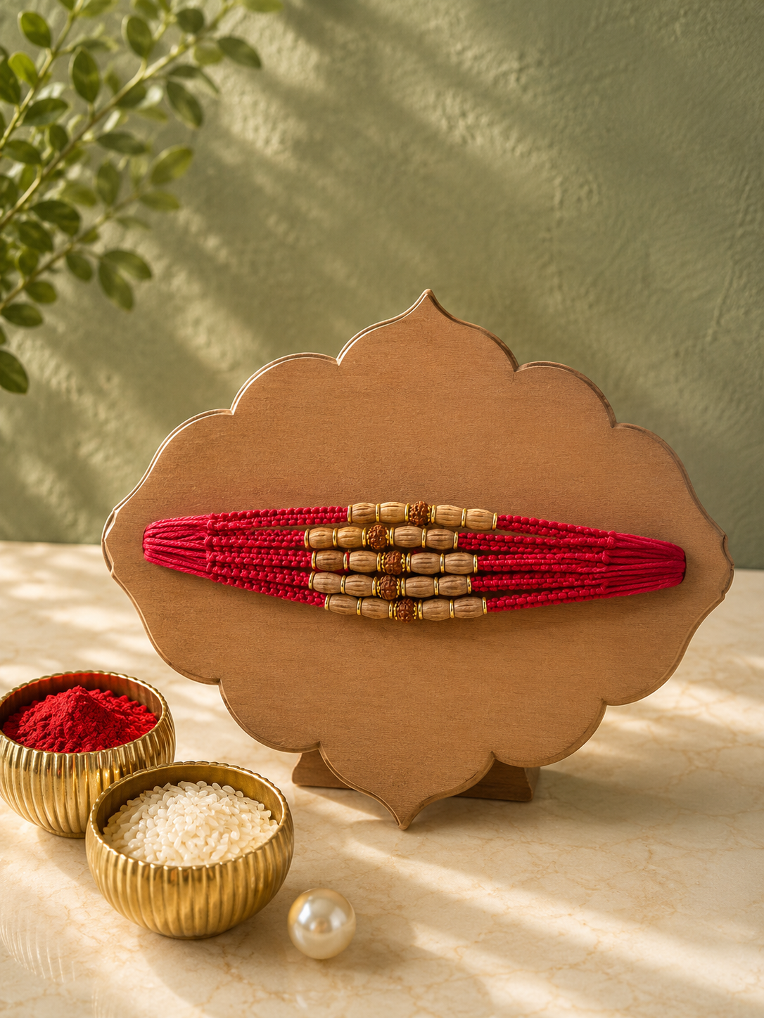 Premium Chandan Dhaga Rakhi for Brother | Handmade Sandalwood Bead Rakhi with Natural Chandan Fragrance, Traditional Sacred Thread | Raksha Bandhan Gift | Jugnu Store