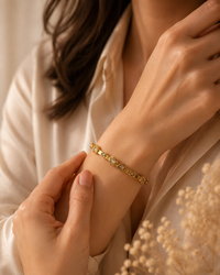 Premium Anti Tarnish Heart Crystal Bracelet for Women | Gold Stainless Steel Bangle | Waterproof Hypoallergenic Tarnish-Free Everyday Jewelry