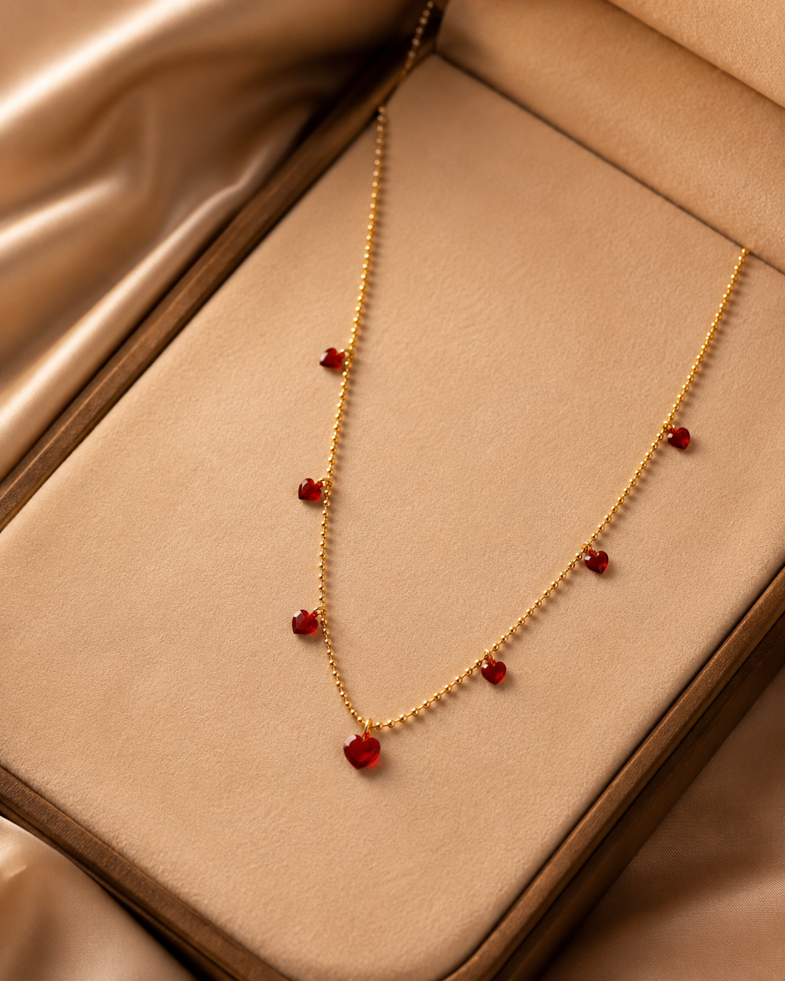 Anti Tarnish Heart Charm Necklace for Women | Gold Plated Stainless Steel