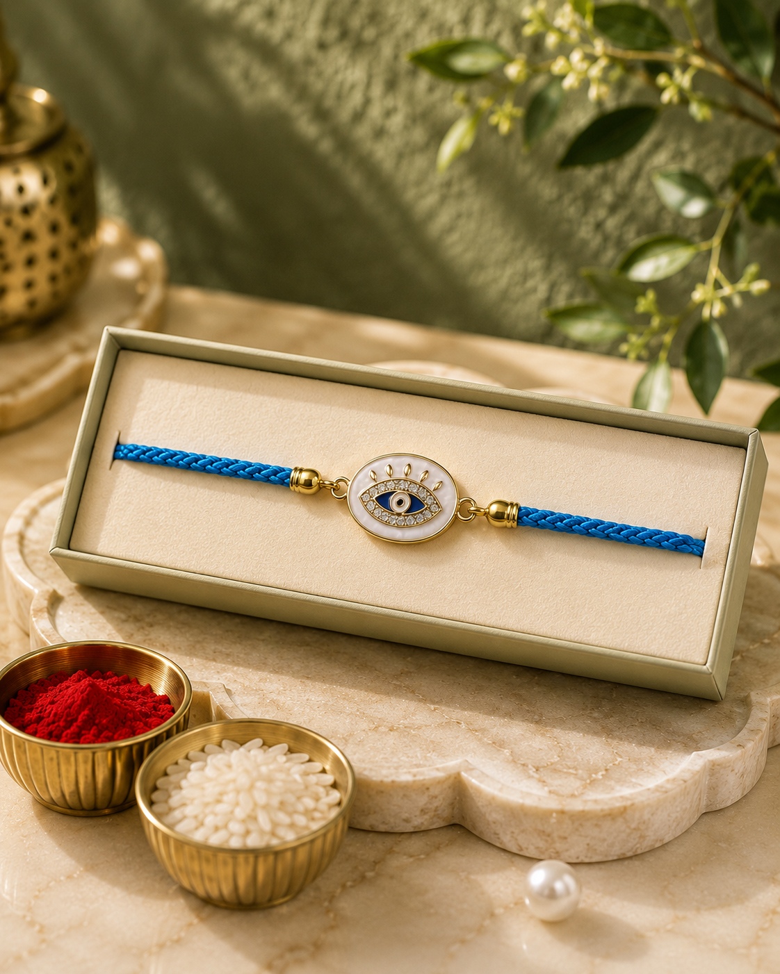 Premium AD Statement Rakhi for Brother | Designer American Diamond Rakhi with Luxury Braided Thread | Handmade Raksha Bandhan Gift | Jugnu Store