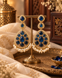 Multicolour Stone Embellished Traditional Statement Earrings for Women – Gold-Tone Ethnic Party Wear Jewellery