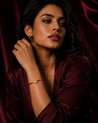 Anti Tarnish Gold Bracelet for Women | Minimalist Crystal Stone Bracelet | Elegant Gold-Tone Bangle | Dainty Statement Jewellery for Everyday, Office & Party Wear