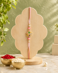 AD Spinner Rakhi for Brother | Premium Designer Spinner Rakhi with American Diamond Floral Charm, Handmade Thread Rakhi, Raksha Bandhan Gift | 4 Variants | Jugnu Store