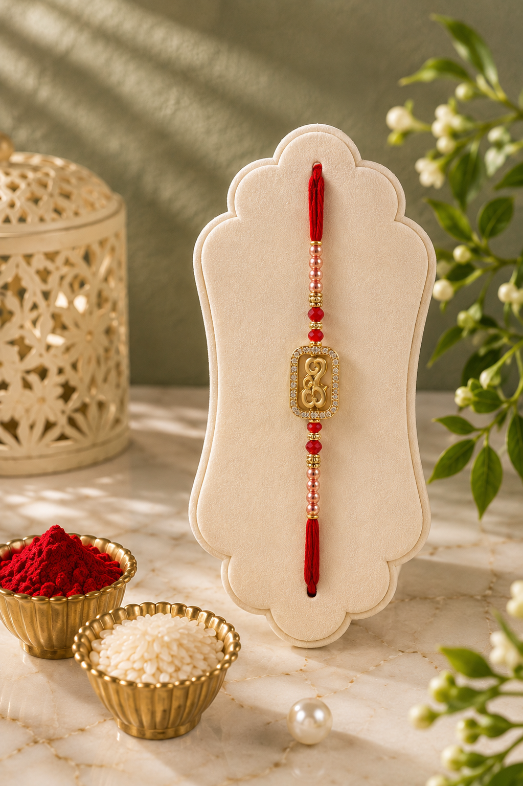 AD Bro Rakhi for Brother | Premium Designer American Diamond OM Thread Rakhi, Handmade Luxury Raksha Bandhan Rakhi Gift for Bhai | Stylish Spiritual Rakhi | Jugnu Store