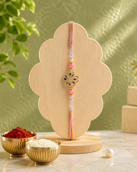 AD Spinner Rakhi for Brother | Premium Designer Spinner Rakhi with American Diamond Floral Charm, Handmade Thread Rakhi, Raksha Bandhan Gift | 4 Variants | Jugnu Store