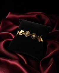 Anti Tarnish Bracelet for Women | Elegant Gold-Tone Geometric Bracelet | Stylish Minimalist Statement Jewellery for Everyday & Party Wear